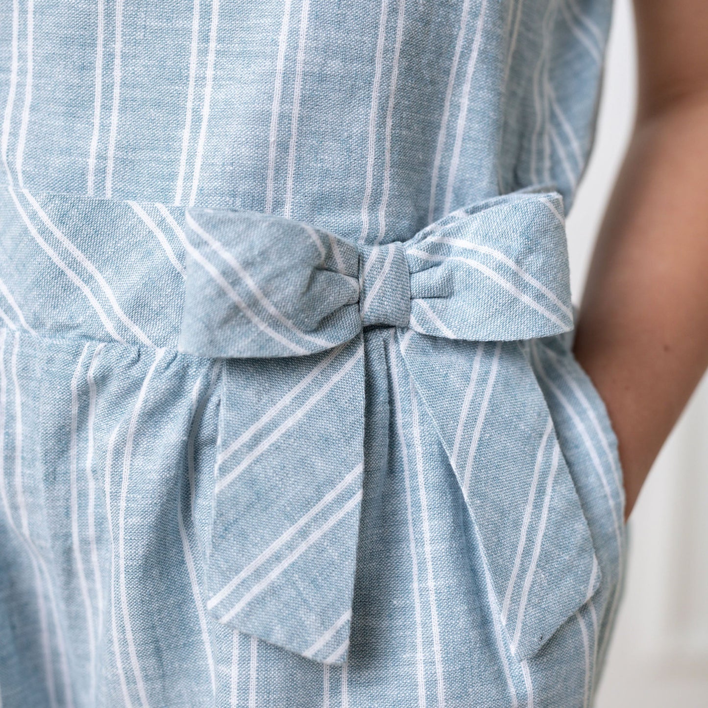 Linen Ruffle Collar Romper