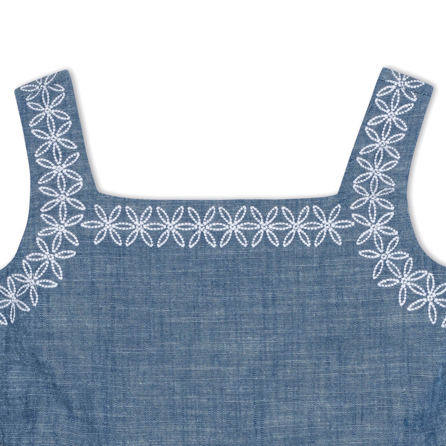 Organic Chambray Sundress with Embroidery
