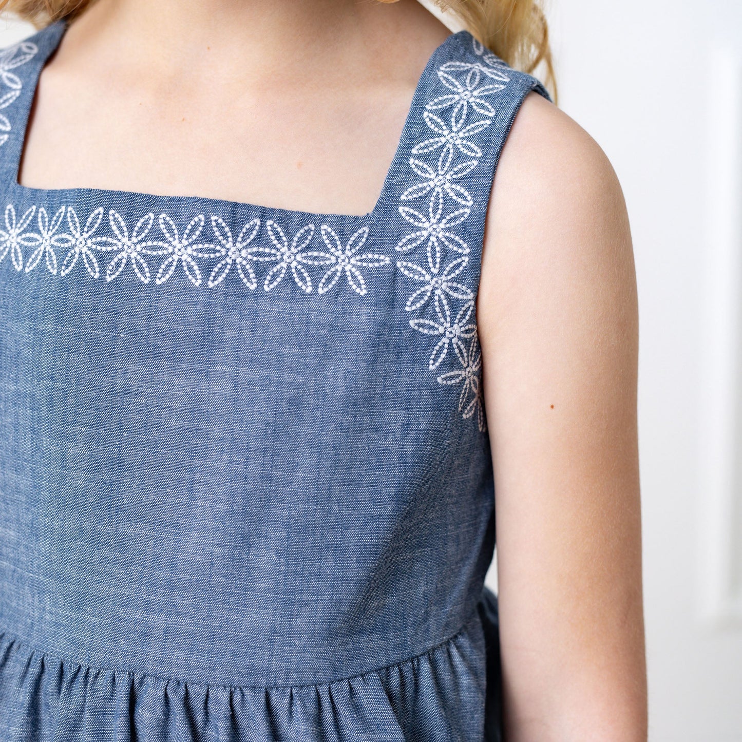 Organic Chambray Sundress with Embroidery