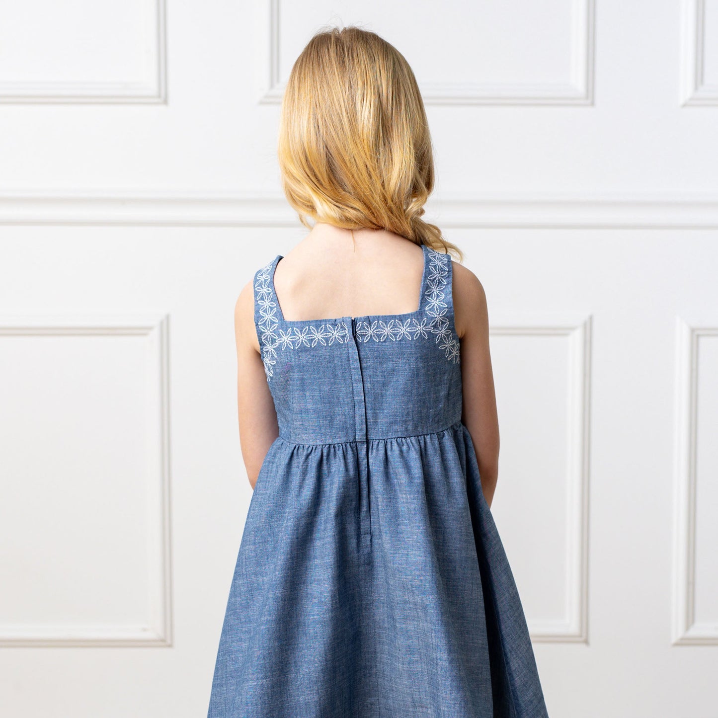 Organic Chambray Sundress with Embroidery