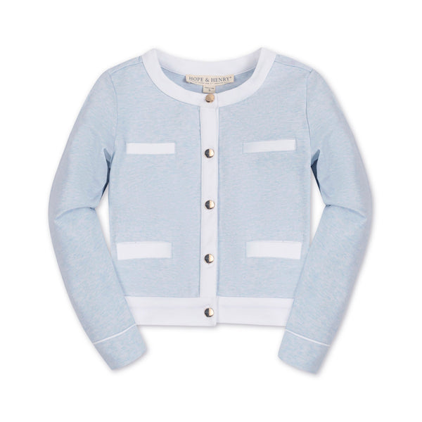Organic French Terry Contrast Trim Cardigan