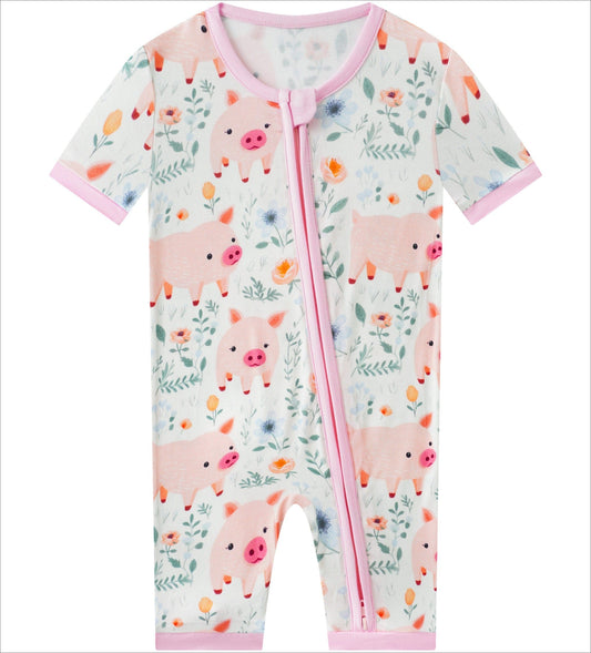 Posh TOT Piggy Wiggly Bamboo Shorty Romper