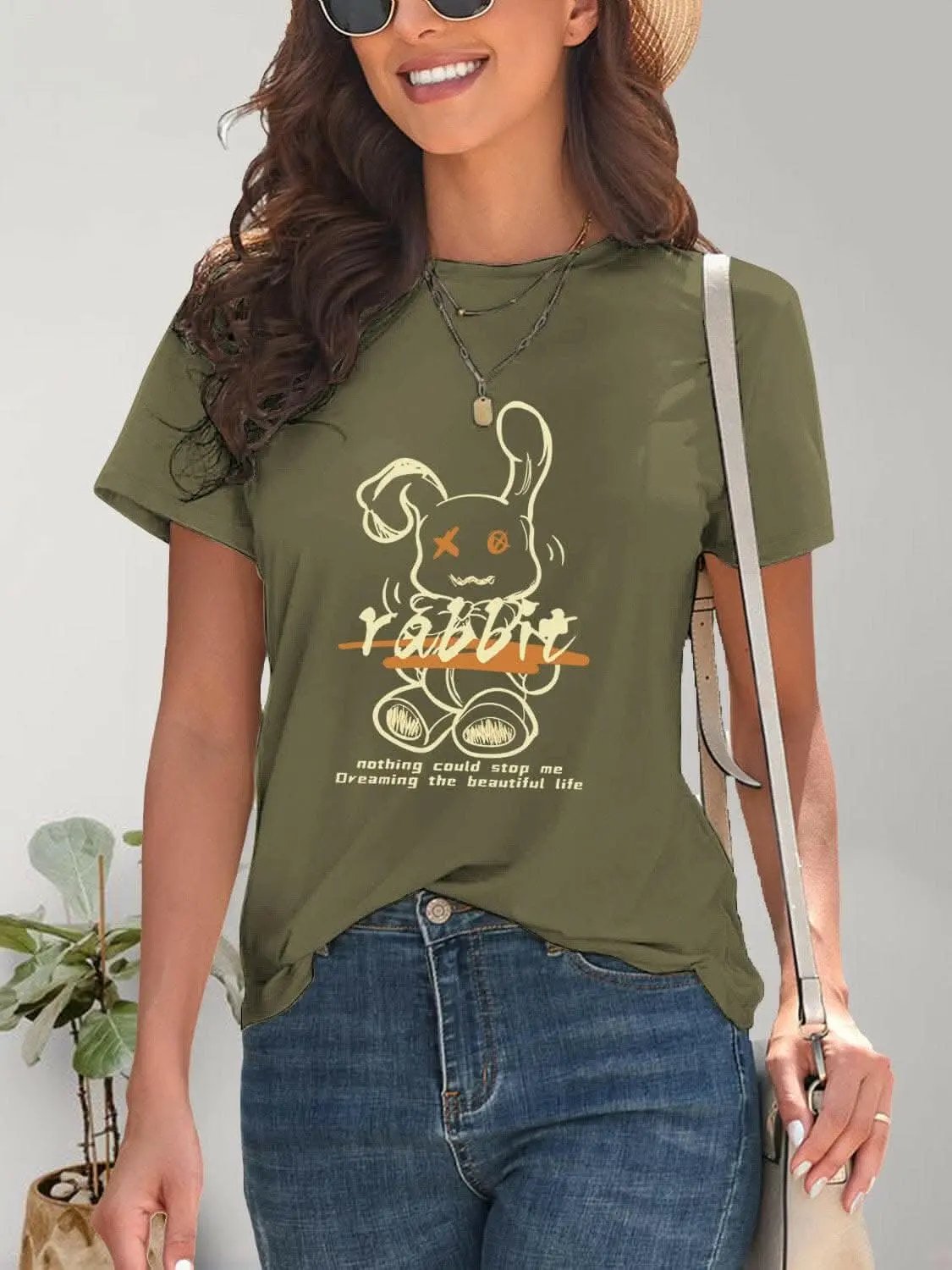 Trendsi just arrived - Chic rabbit graphic tee for women