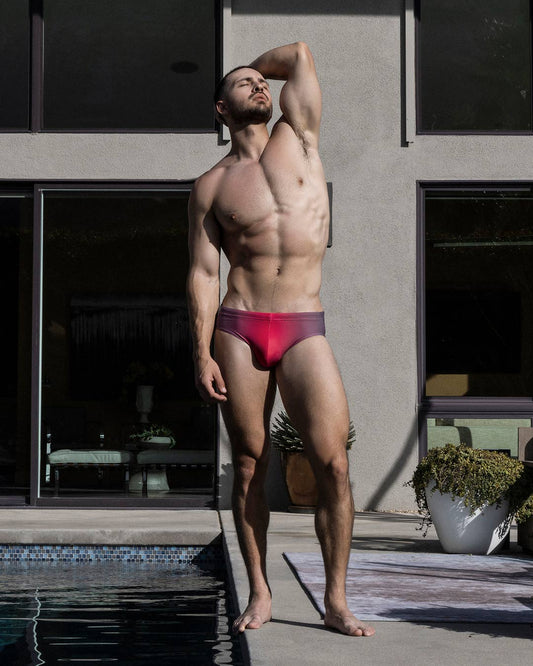 Swim Brief Super Bright Halftone Neon Red