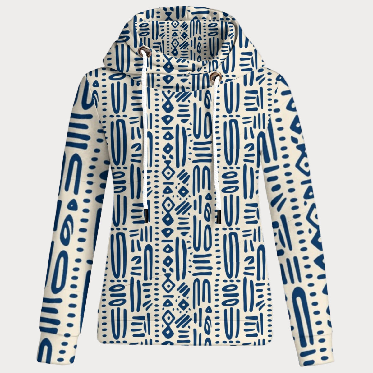 Sankofa™ Bluu Na Nyeupe Women's Patchwork Hoodie