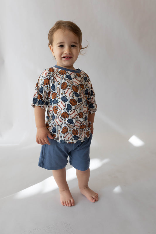Blue Baseball Boy's Casual Set