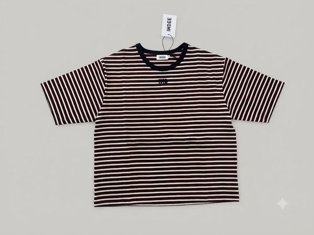 Indee - Wallis Polo Rugby T-Shirt with Stripes, Merlot Red