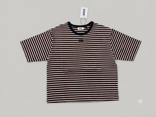 Indee - Wallis Polo Rugby T-Shirt with Stripes, Merlot Red