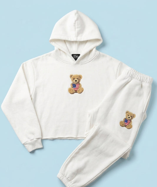FBZ - USA BEAR HOODIE SWEATSET, OFFWHITE