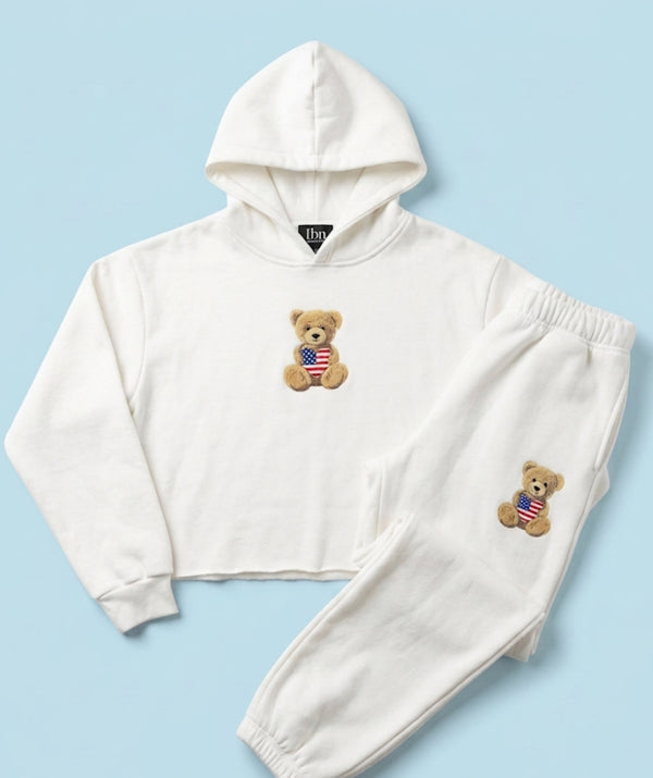 FBZ - USA BEAR HOODIE SWEATSET, OFFWHITE