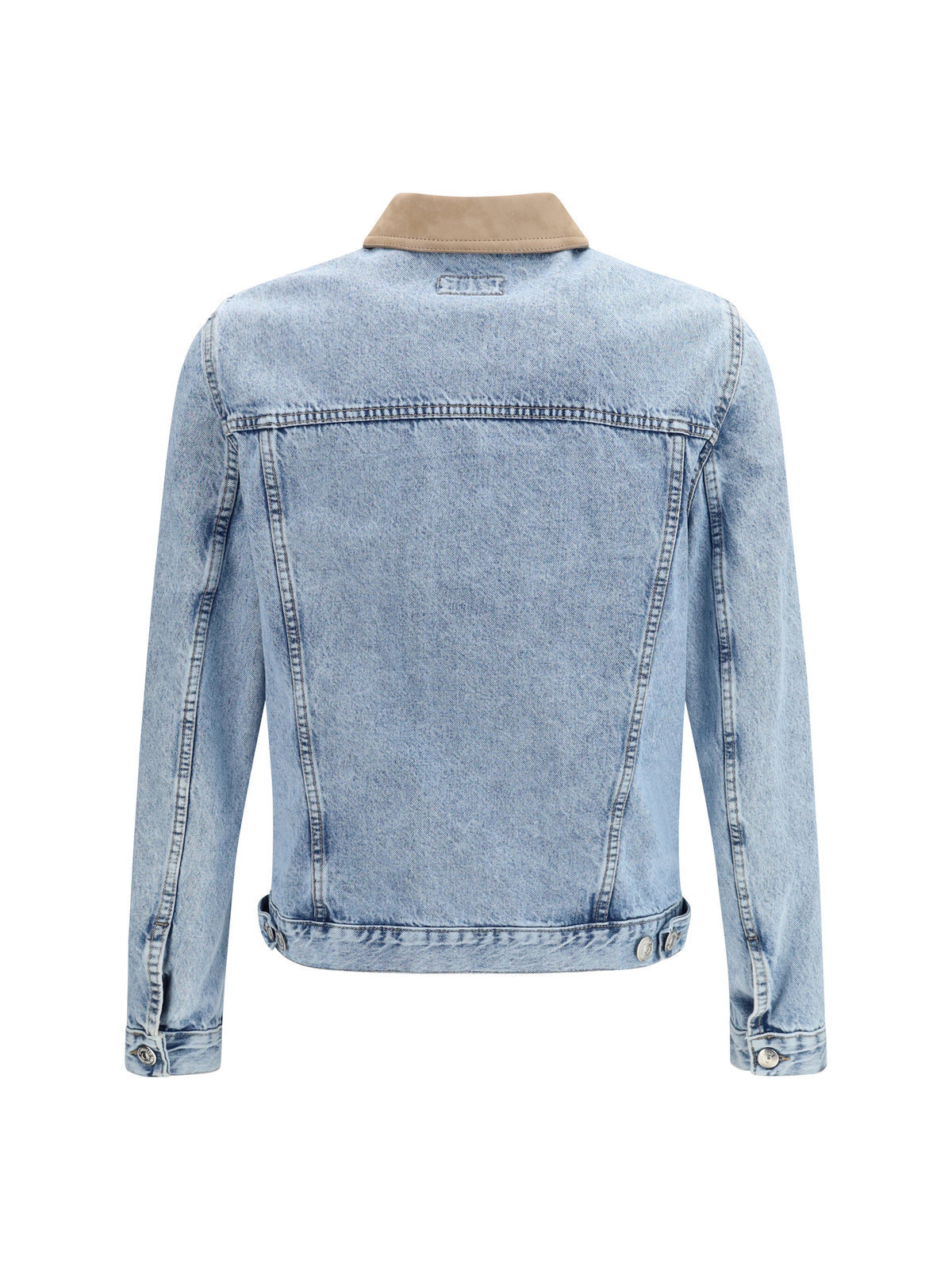 Denim Jacket with Suede Collar