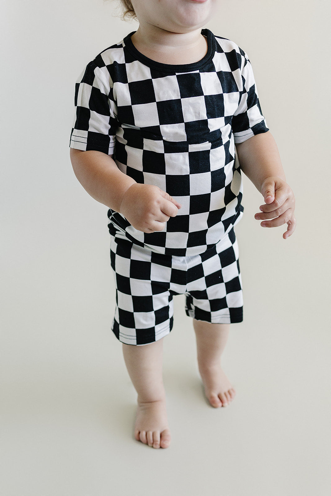 Bamboo Two Piece Shorts Set | Black Checkered
