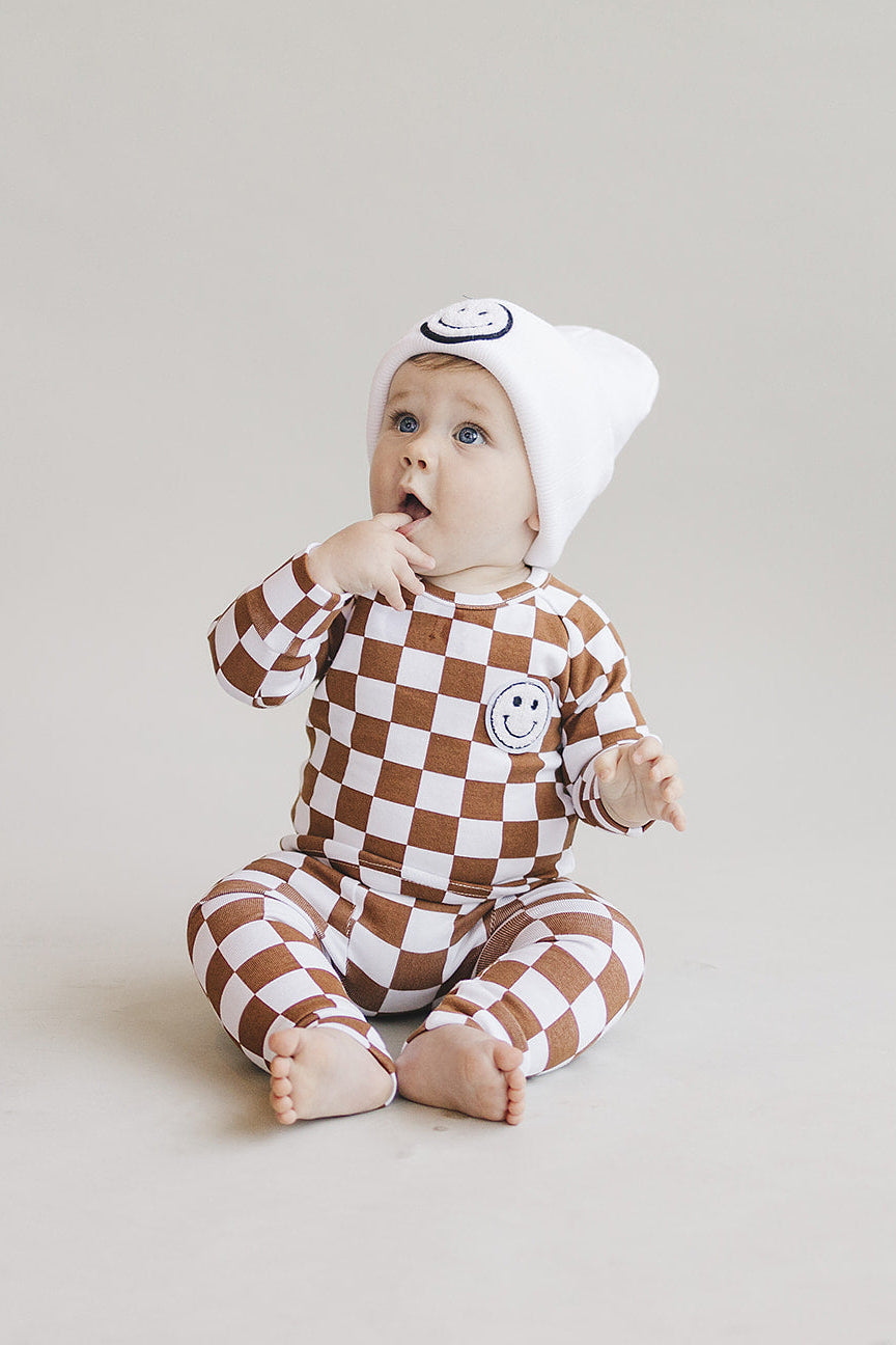 Checkered Smiley Lounge Set | Copper
