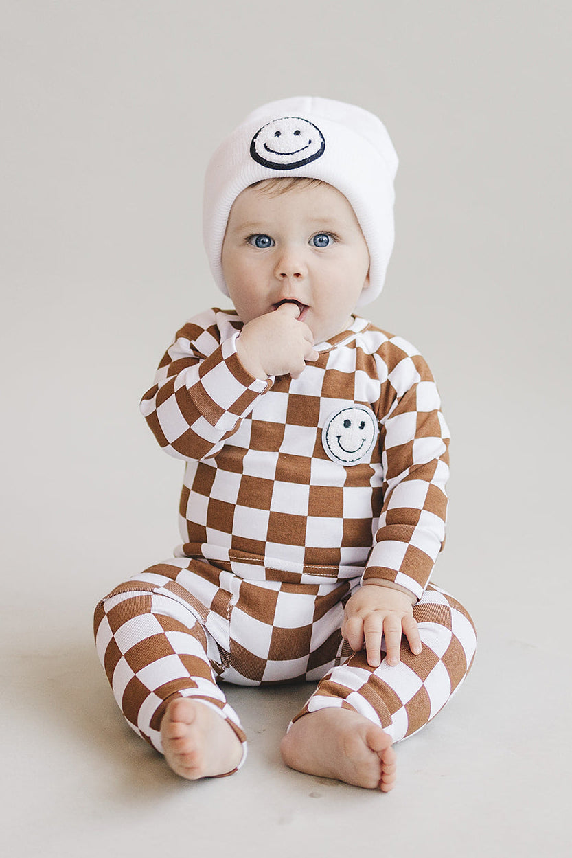 Checkered Smiley Lounge Set | Copper