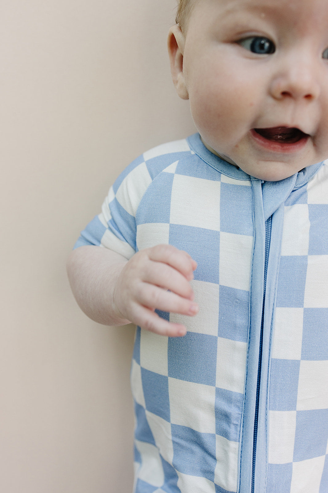 Bamboo Shorty Romper | Blue Checkered