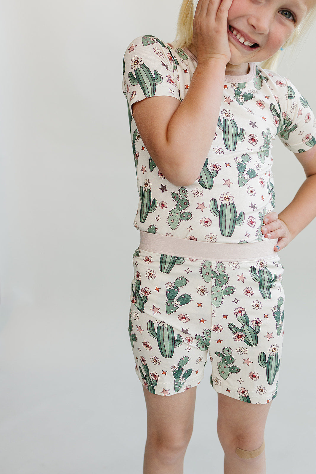 Bamboo Two Piece Shorts Set | Cactus Flowers