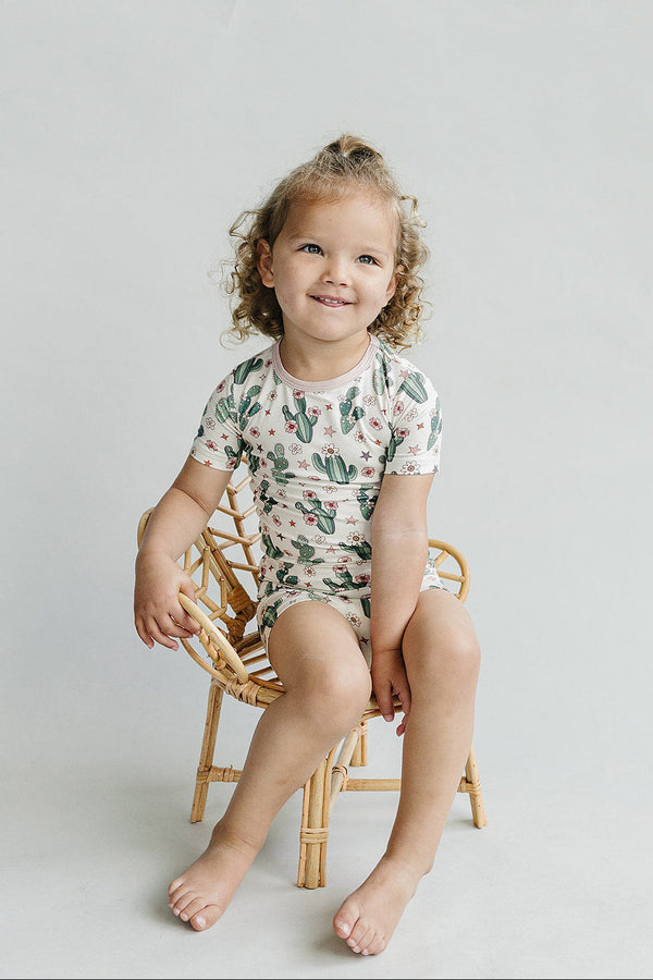 Bamboo Two Piece Shorts Set | Cactus Flowers