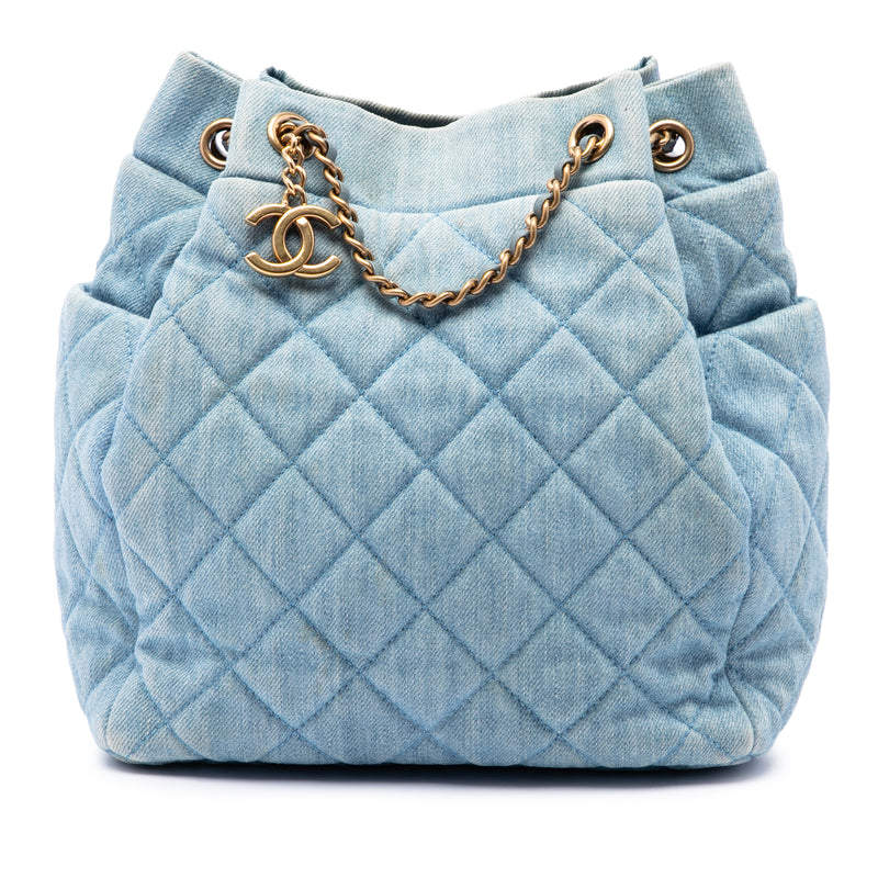 Quilted Denim Bucket Bag
