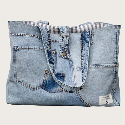 Brooklyn Heritage Tote / Recycled Denim Snow White
