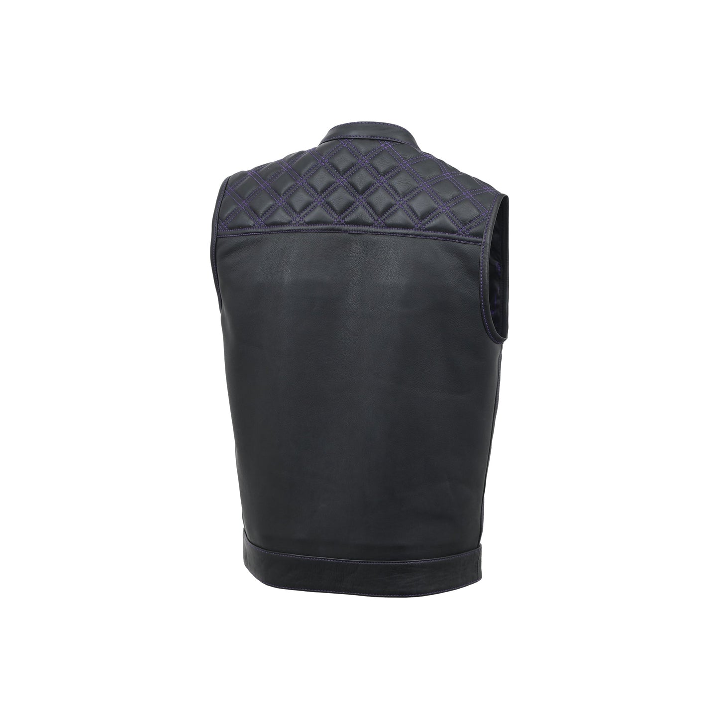 Downside Men's Motorcycle Leather Vest Orange and Green