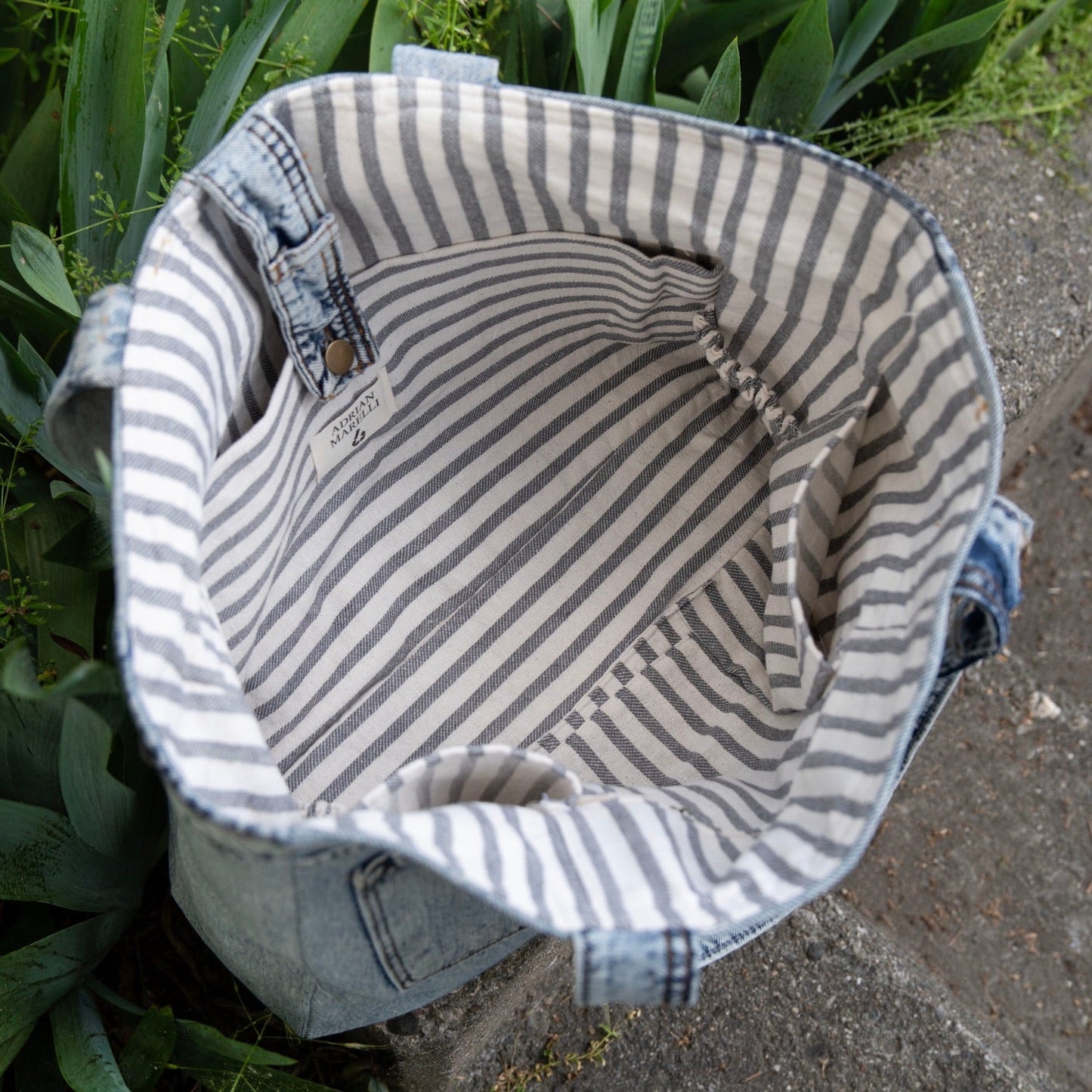 Brooklyn Heritage Tote / Recycled Denim Snow White