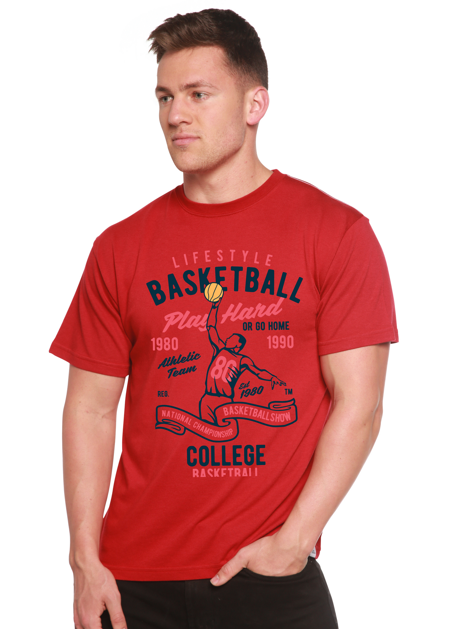 Life Style Basketball Men's Bamboo Viscose/Organic Cotton Short Sleeve Graphic T-Shirt