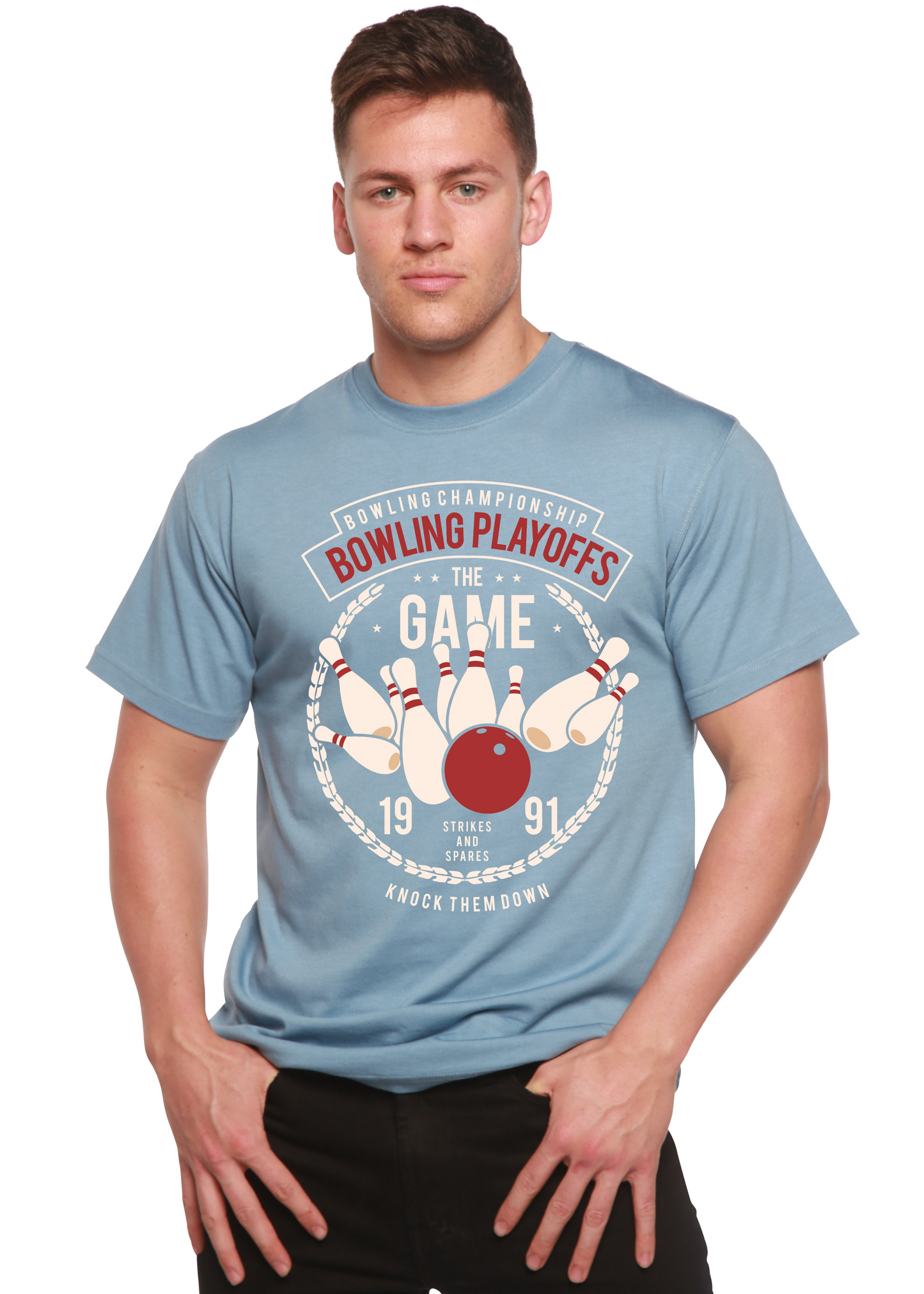 Bowling Playoffs Men's Bamboo Viscose/Organic Cotton Short Sleeve Graphic T-Shirt