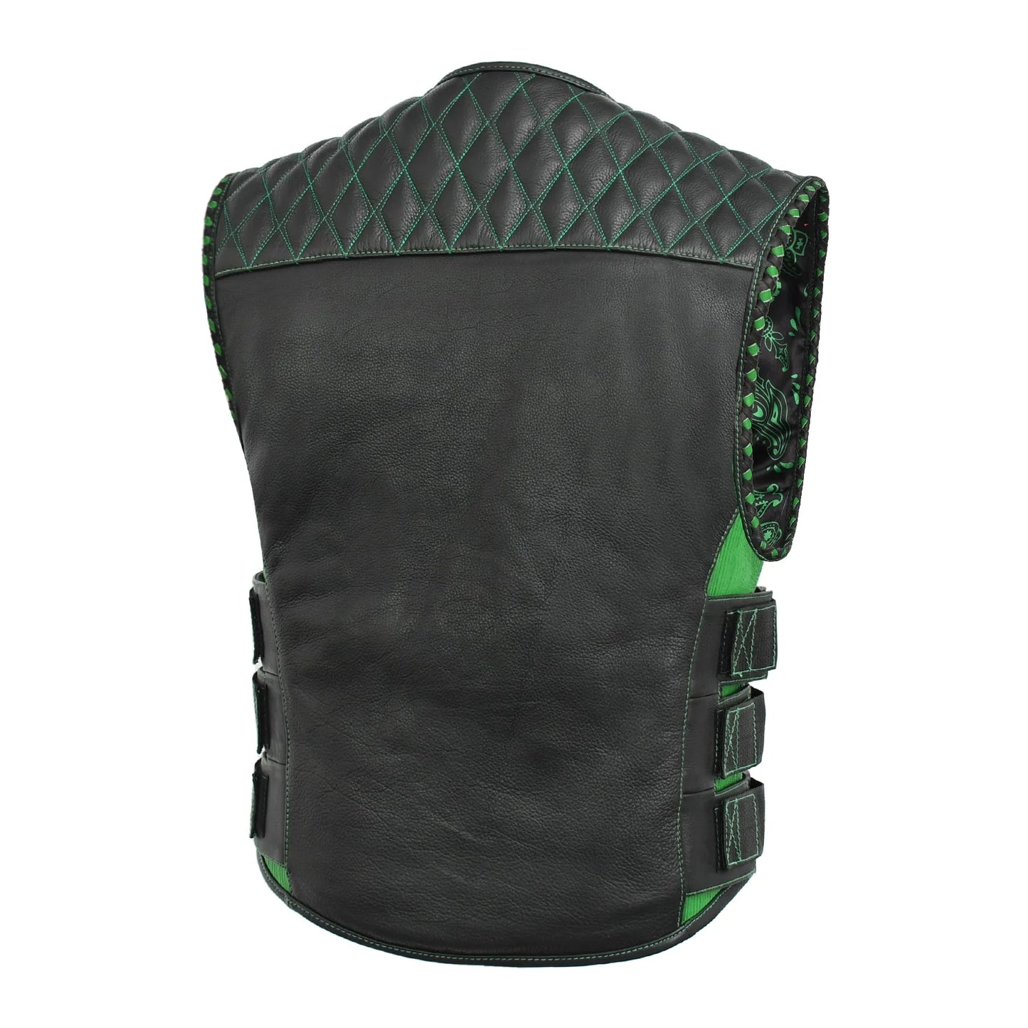Tactical Emerald Men’s Motorcycle Leather Vest