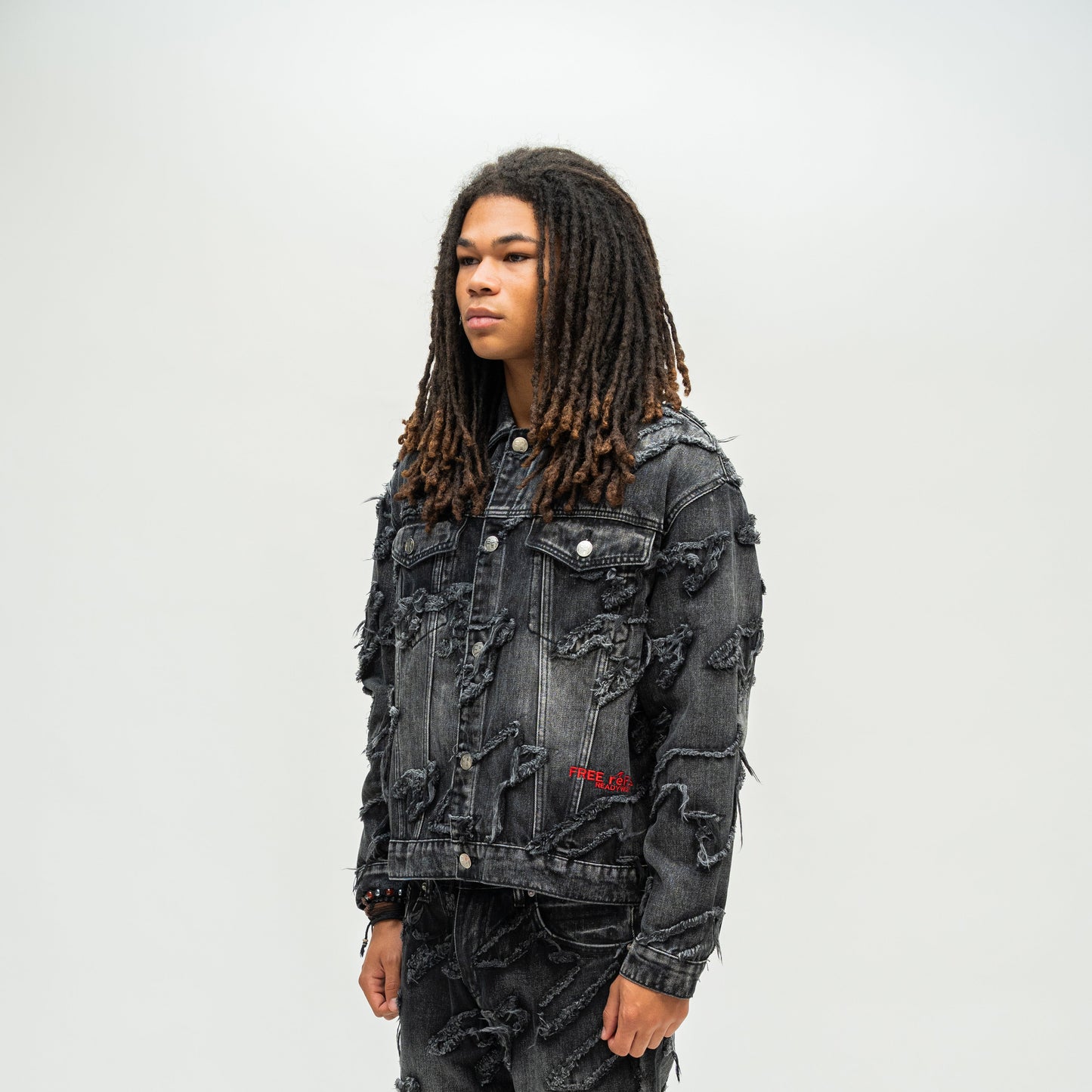 Checks Distressed Jacket - Black