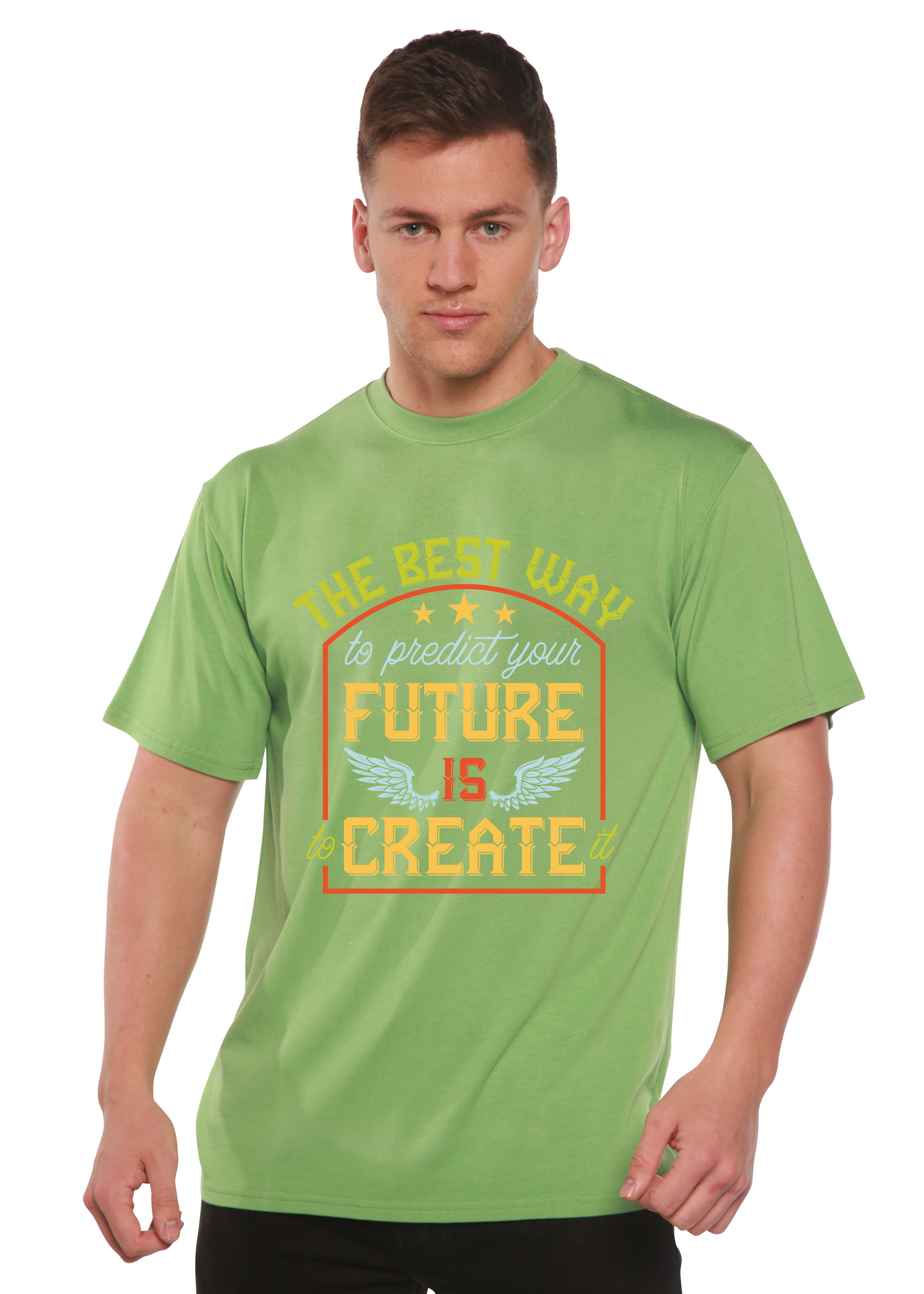 Feture is Create Spun Bamboo® Men's Bamboo Viscose/Organic Cotton Short Sleeve Graphic T-Shirt