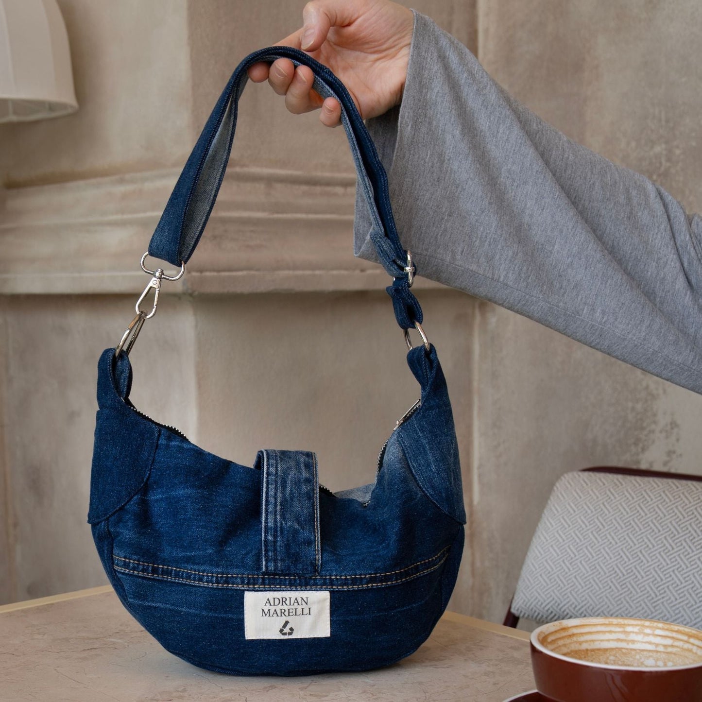 Brooklyn Crescent — Upcycled Denim Crossbody