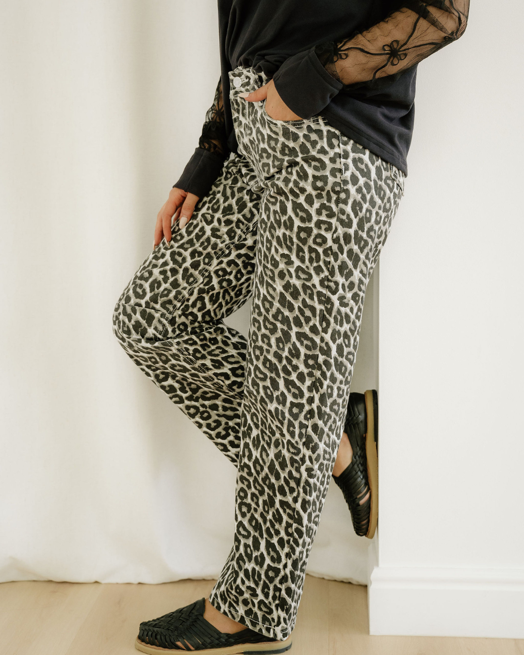 Winona Leopard Print Barrel Jeans