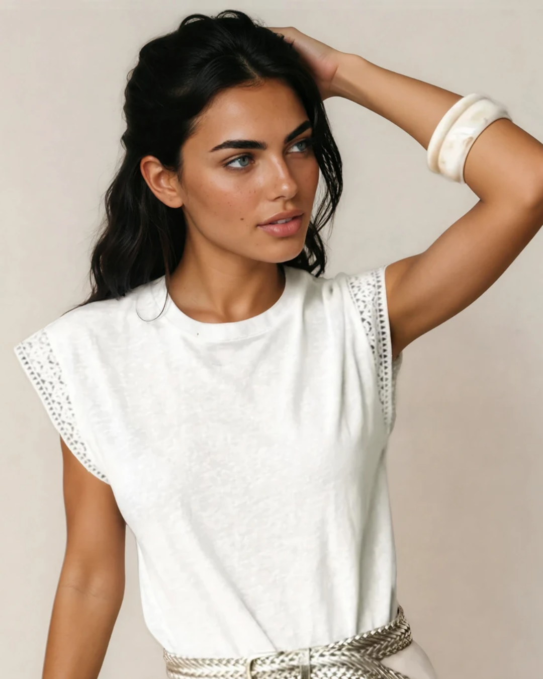 Maisy Lace Cap Sleeve Round Neck Top