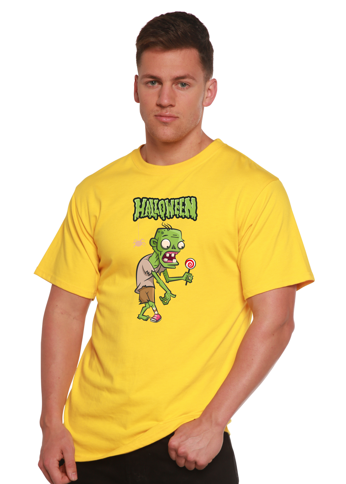 Halloween Green Monster Unisex Bamboo Viscose/Organic Cotton Short Sleeve Graphic T-Shirt
