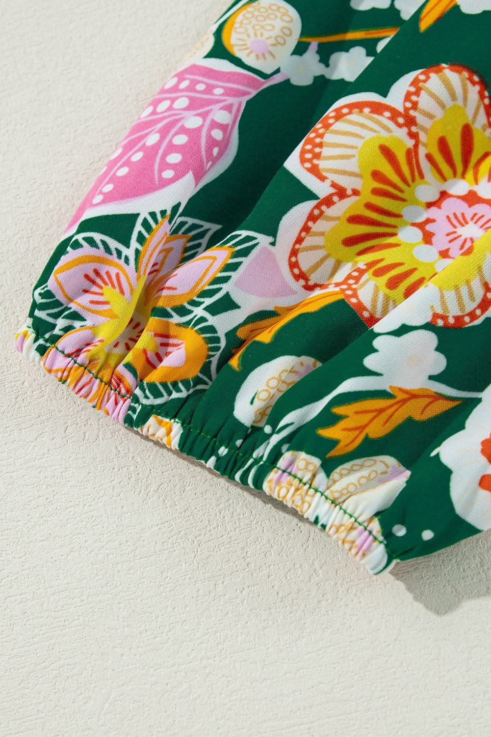 Love Salve Green Floral Plus Size Women's Babydoll Top: Elegant & Flattering