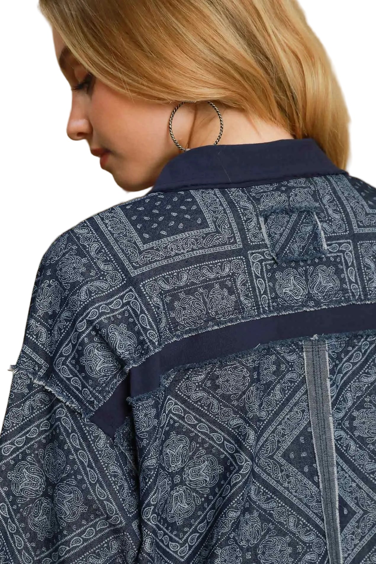 Paisley Print Denim Shirt Jacket
