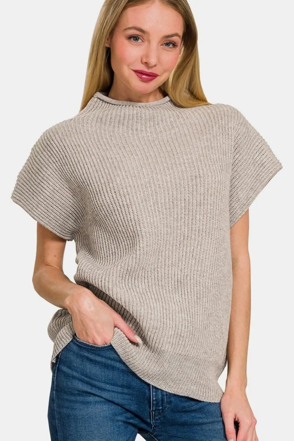 Mock Neck Sweater - Chic Zenana Knit