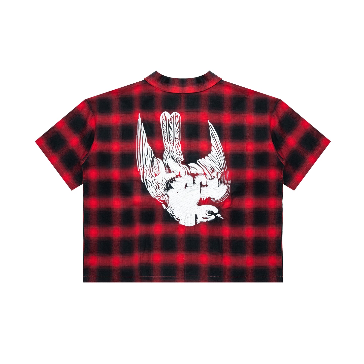 FR Studded Shadow Plaid Zip Shirt - Red