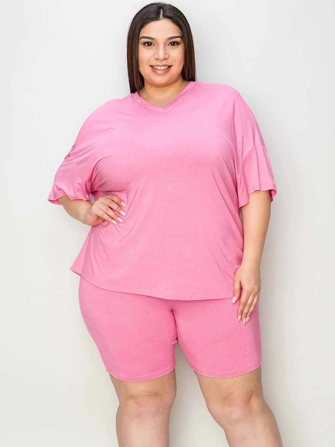 Basic Bae V-neck T-shirt & Shorts Set by Trendsi