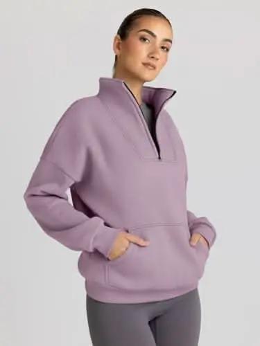 Love Salve Half Zip Sweatshirt Women's Fall/Winter Oversized Pullover - Comfy & Trendy