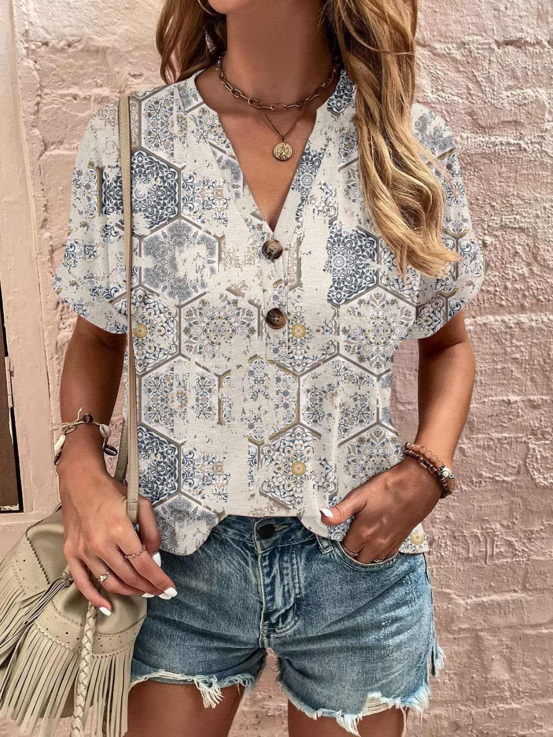 Blouse - Sheer Short Sleeve - Chic Style