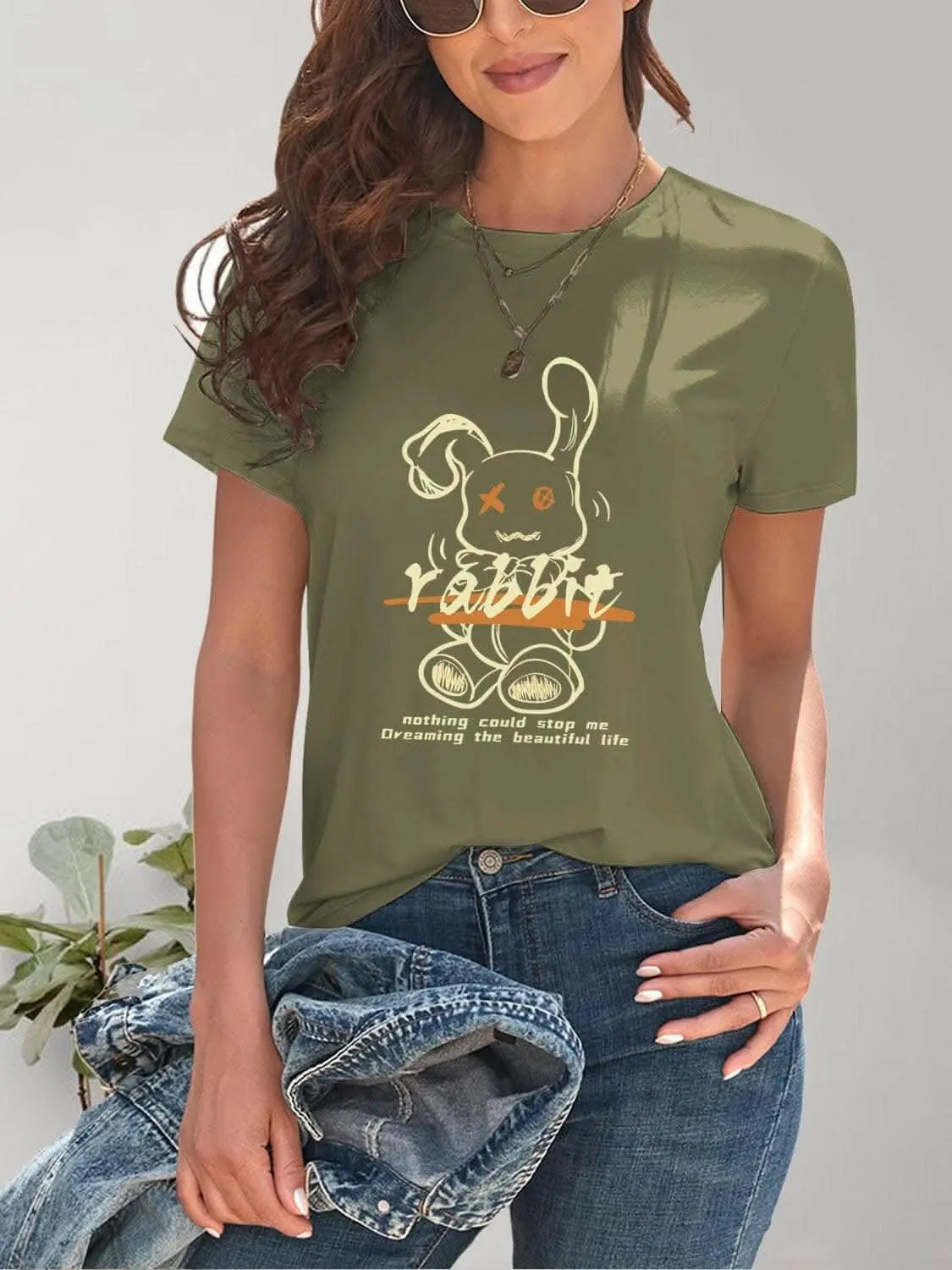 Trendsi just arrived - Chic rabbit graphic tee for women