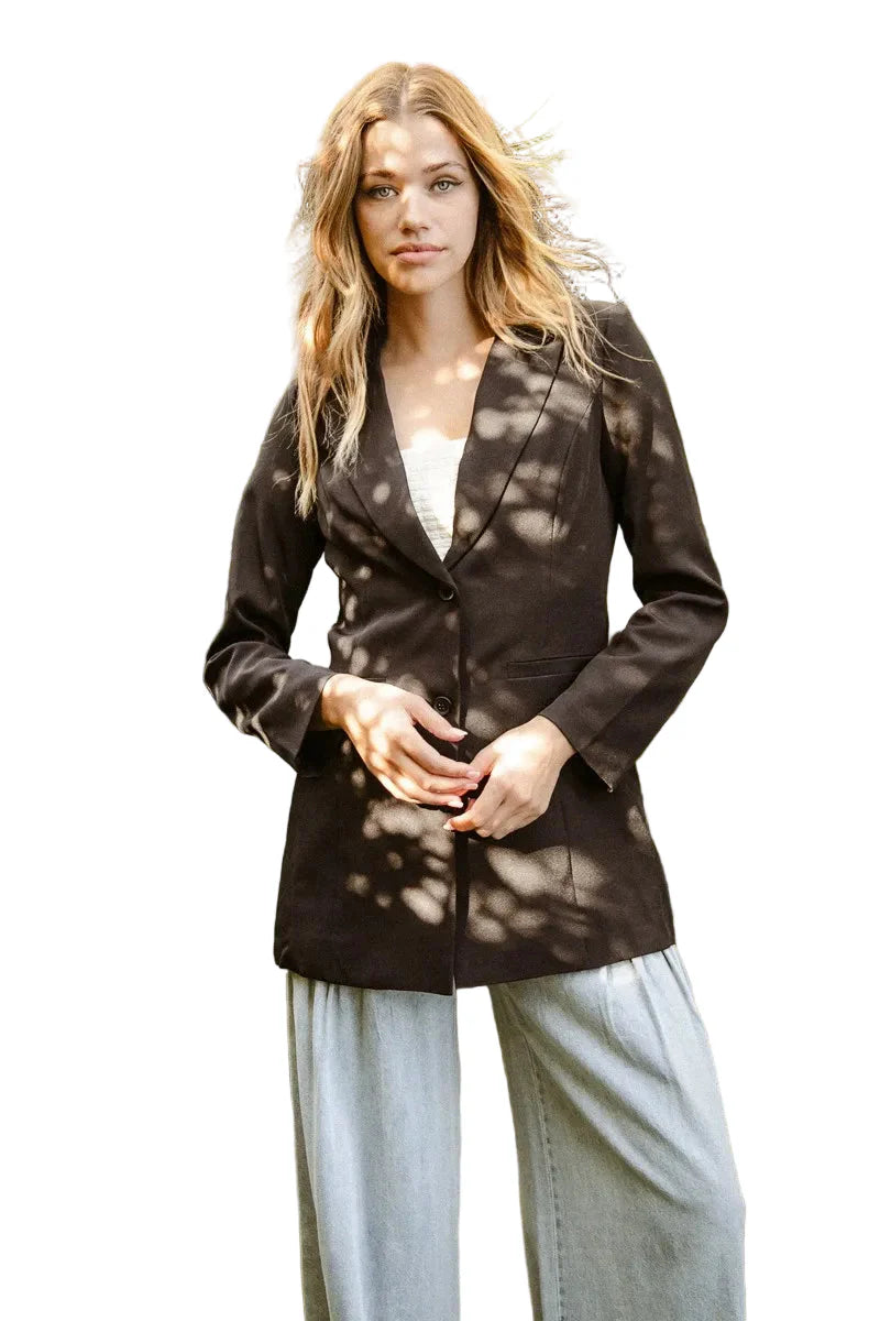 Single Breasted Peaked Lapel Blazer