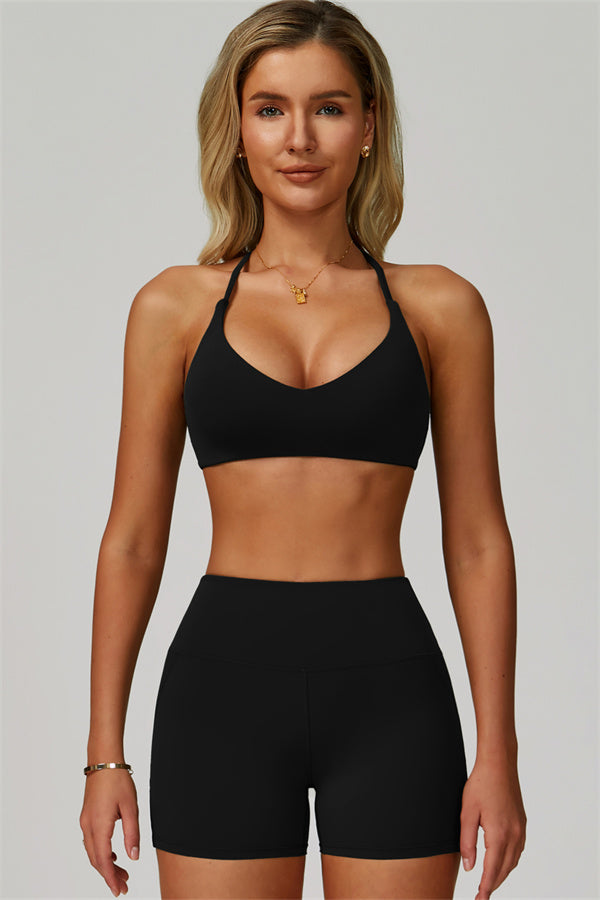The Bold Cross Back Sports Bra Shorts 2-Piece Set