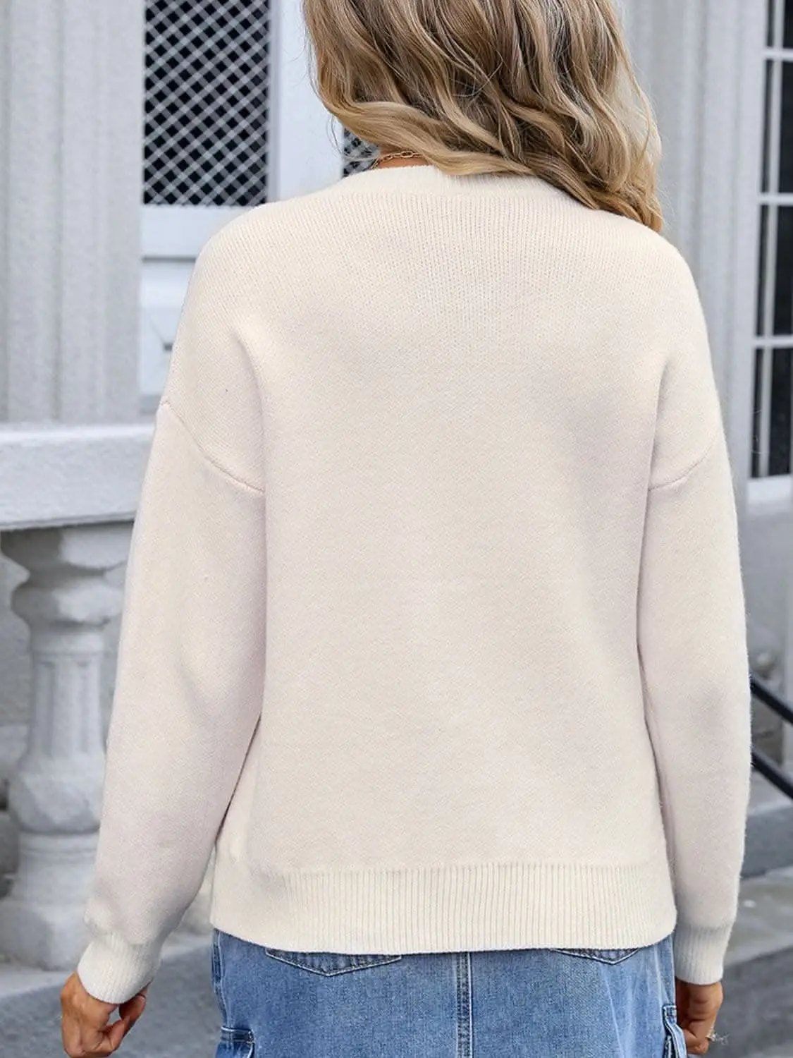 Trendsi Chic bow detail long sleeve sweater