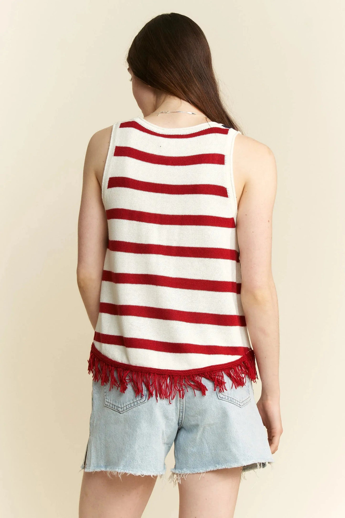 Tank Top - American Flag Fringe Plus Size - Women's Patriotic