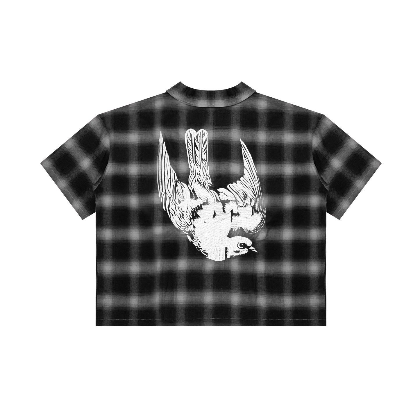 FR Studded Shadow Plaid Zip Shirt - Black