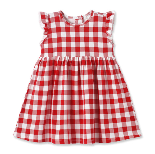 Picnic Plaid Soft Bamboo Summer Flutter Dress