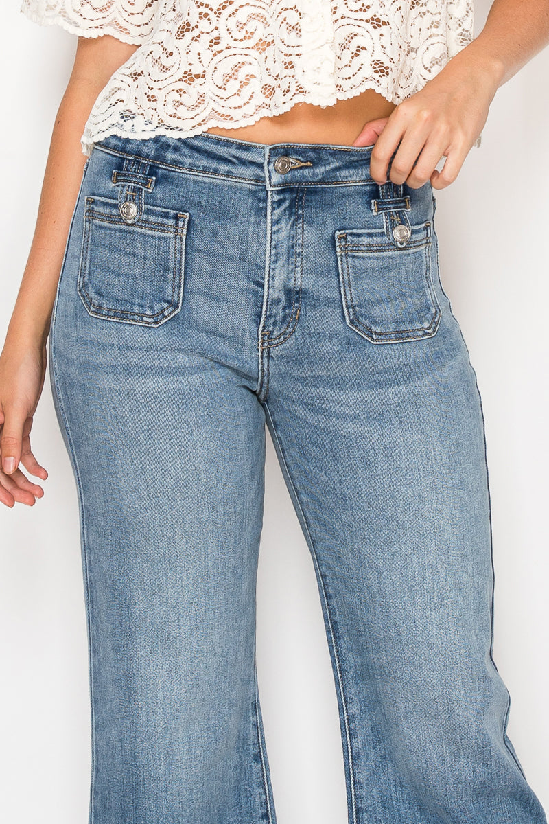 Aurelia Tummy Control High Rise Crop Palazzo Jeans