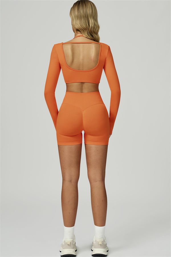 The Prime Long Sleeve Crop Top Shorts 2-Piece Set
